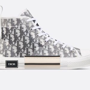 Dior-B23 High-Top Sneaker White And Black Dior Oblique Canvas Sz 40 us 7